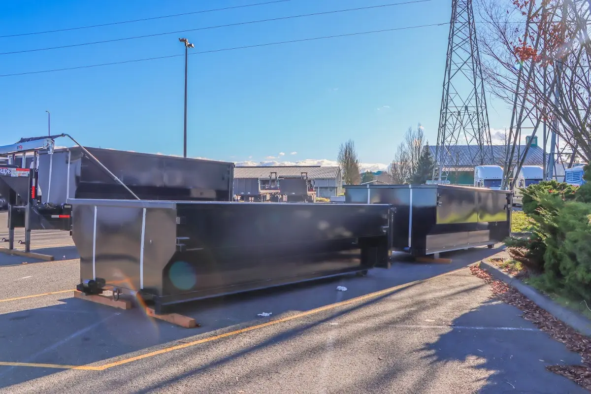 Roll-off dumpster ready for waste disposal at job site for 4 Yard Dumpster Rental in Dallas